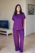 Women summer pajama set Purple Lace shirt + Pants